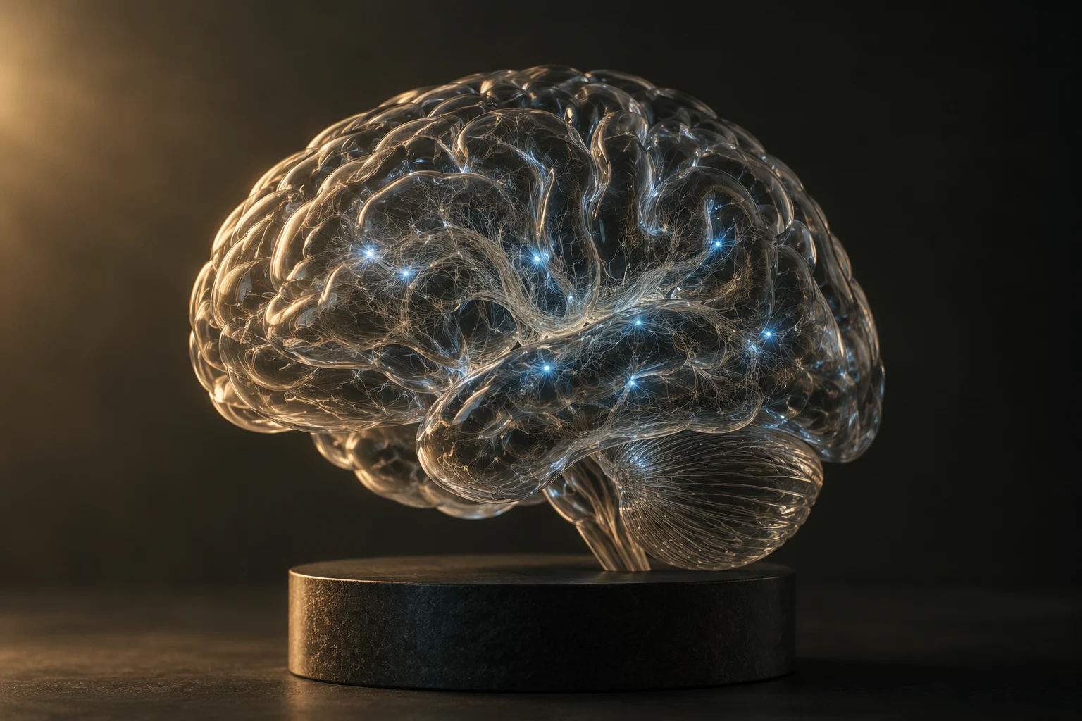مجسّم دماغ شبه شفاف تضيئه وصلات دقيقة